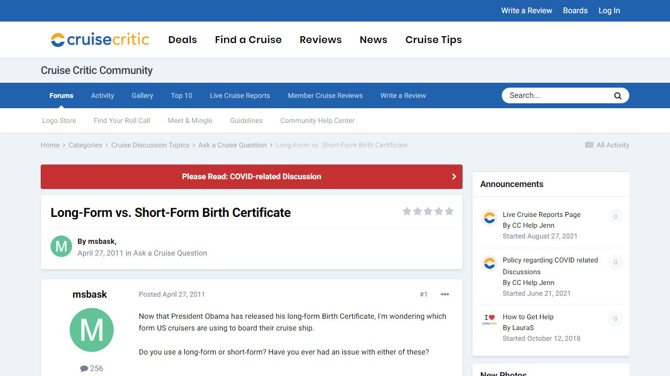 Long-Form vs. Short-Form Birth Certificate - Cruise Critic